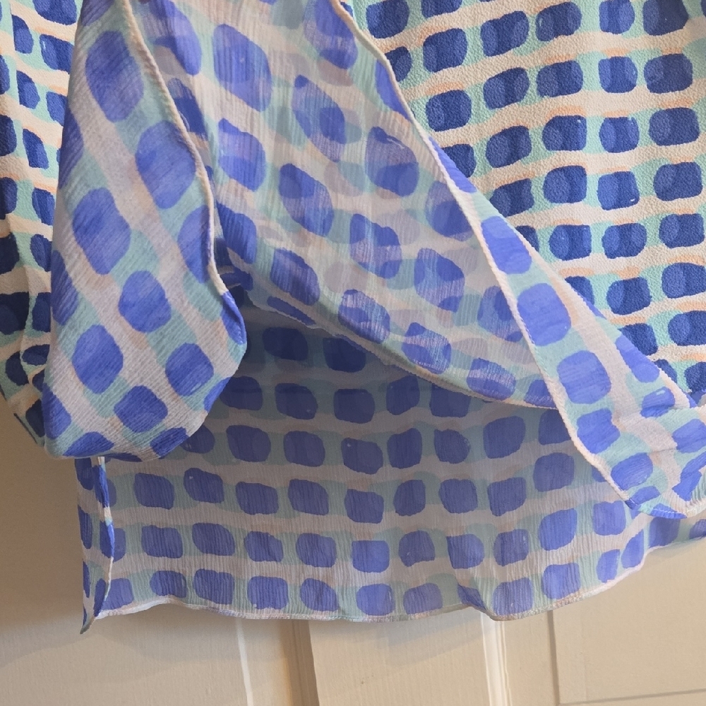 Kate Spade Blue and White Patterned Blouse - Picture 6 of 8